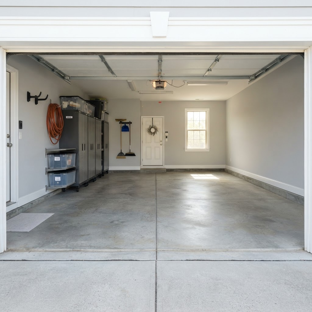 Garage Cleanout after Fonk & Haul Solutions cleared the space